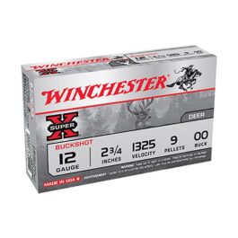 WINCHESTER 12GA 2.75″ 9 PELLET 00 BUCK SHOTSHELL AMMUNITION 5RDS – XB1200