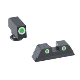 AMERIGLO CLASSIC SELF-LUMINOUS 3 DOT NIGHT SIGHT SET FOR GLOCK 42, 43 PISTOLS, GREEN WITH WHITE OUTLINE FRONT/REAR – GL430