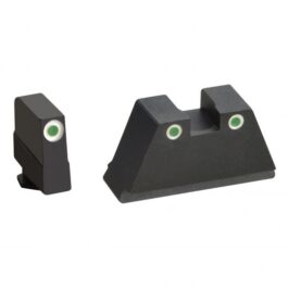 AMERIGLO TALL SUPPRESSOR 3X-LARGE HEIGHT SIGHT FOR ALL GLOCK PISTOLS, GREEN WITH WHITE OUTLINE FRONT AND REAR – GL349