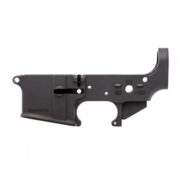 SPIKES TACTICAL MULTI-CALIBER STRIPPED LOWER RECEIVER, HARDCOAT ANODIZED BLACK, BULLET PICTOGRAM SELECTOR – STLS045