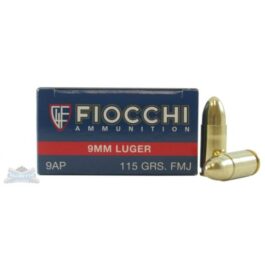 FIOCCHI 9MM AMMO 115 GRAIN FMJ 50RDS – 9AP