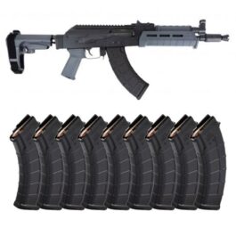 PSA AK-P GF3 MOE SBA3 PISTOL, GRAY WITH 10 MAGAZINES