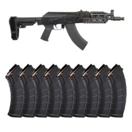 PSA AK-P GF3 MOE SBA3 PISTOL WITH JL BILLET RAIL, BLACK WITH 10 MAGAZINES