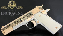 Rare COLT 1911 Government 38 SUPER Engraved with our Exclusive “DIA DE LOS MUERTOS” Design, 18K Rose Gold and 24K White Gold Plated