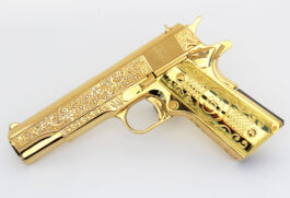 1911 Colt Government 38 Super, 24K GOLD VINES & BERRIES With Diamonds