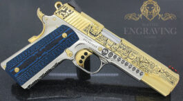 COLT 1911 38 Super Competition, High Polish Stainless Steel and 24K Gold, Mexican Heritage Design