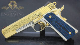 COLT 1911 38 Super Competition, High Polish Stainless Steel and 24K Gold, Mexican Heritage Design