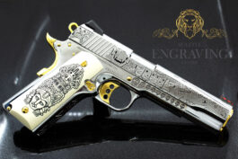 1911 COLT 38 Super Competition, High Polish Stainless Steel and 24K Gold, Mexican Heritage Design