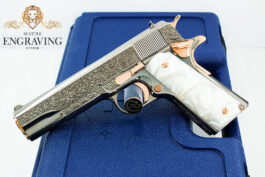 1911 COLT Government 45ACP, “VINES & BERRIES” Design, Black Chrome & 18K ROSE Gold Accents