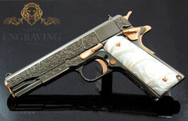 1911 COLT Government 45ACP, “VINES & BERRIES” Design, Black Chrome & 18K ROSE Gold Accents