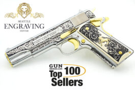 1911 COLT Government SCROLL DESIGN .38 SUPER, 24K GOLD & Diamonds