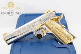 STUNNING 1911 COLT .45 ACP Competition, Flower & Leaf Design, 24K Gold Plated