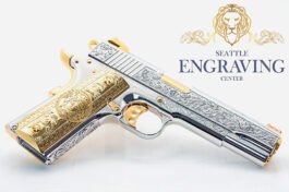 STUNNING 1911 COLT .45 ACP Competition, Flower & Leaf Design, 24K Gold Plated